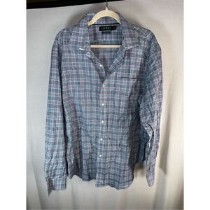 Lauren Ralph Lauren Plaid Button Down Dress Shirt Size 18 36/37